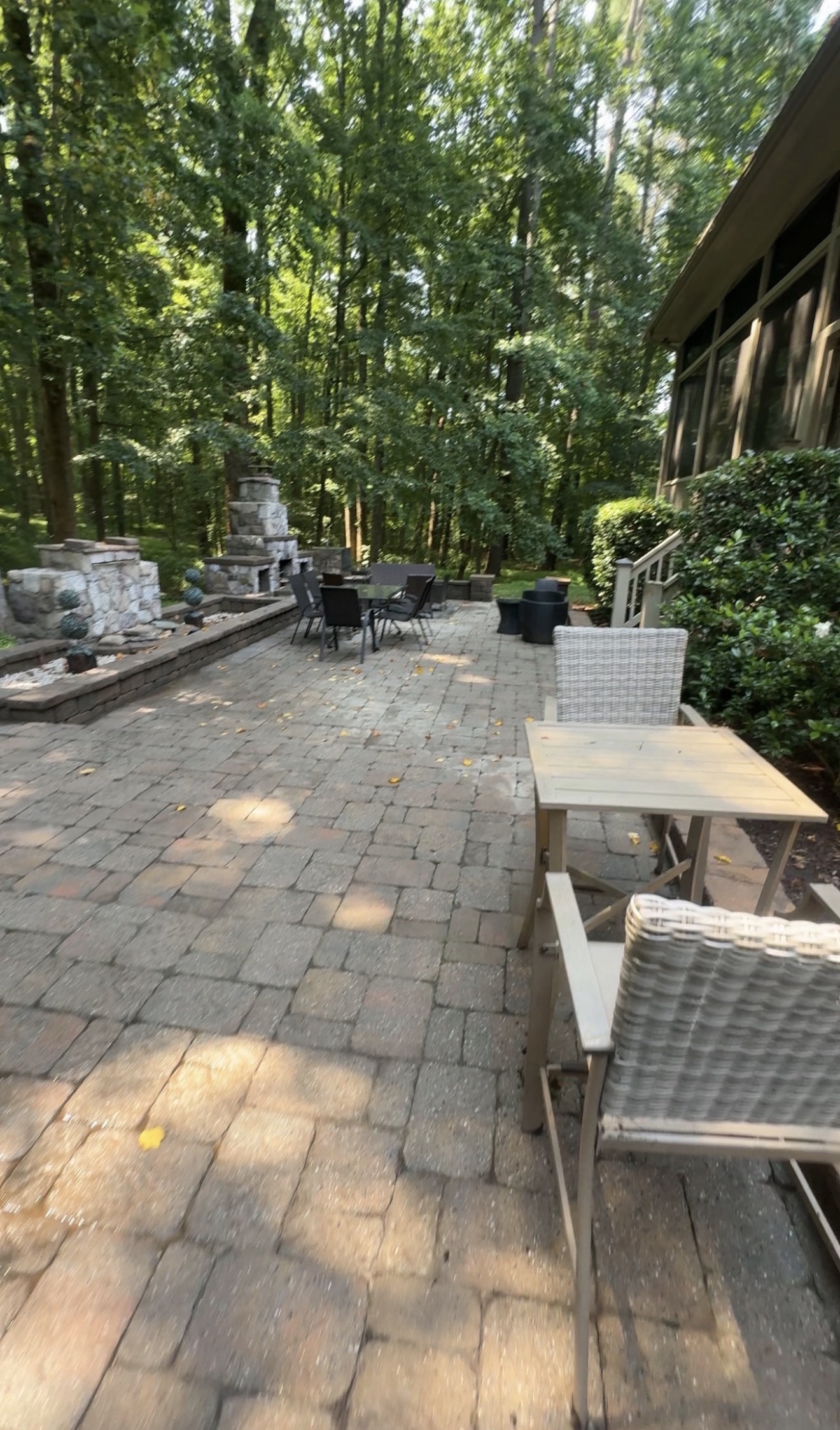 Clean brick paver patio after pressure washing by Green Eagle