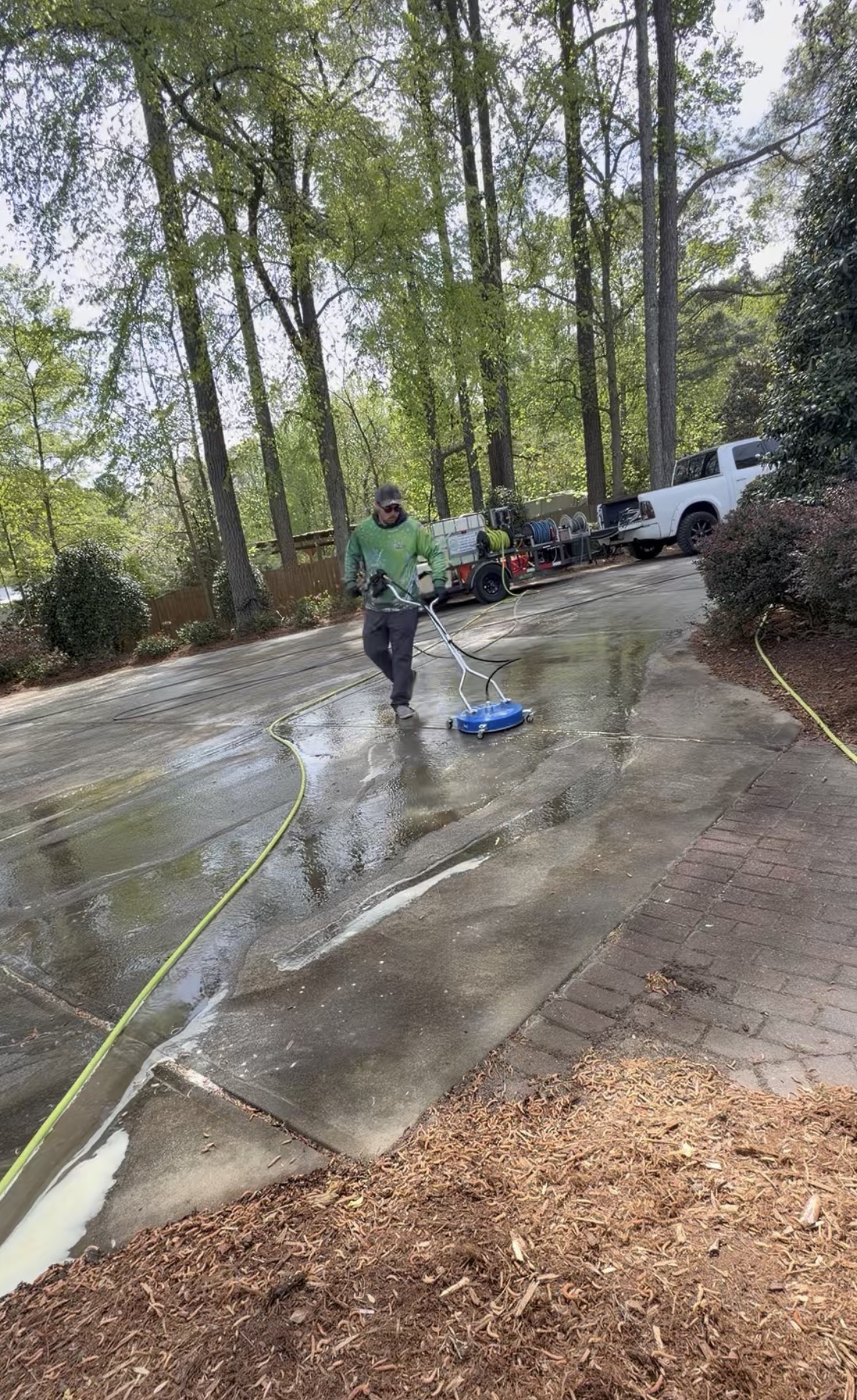 Surface cleaning with professional equipment in Wake Forest NC by Green Eagle Pressure Washing