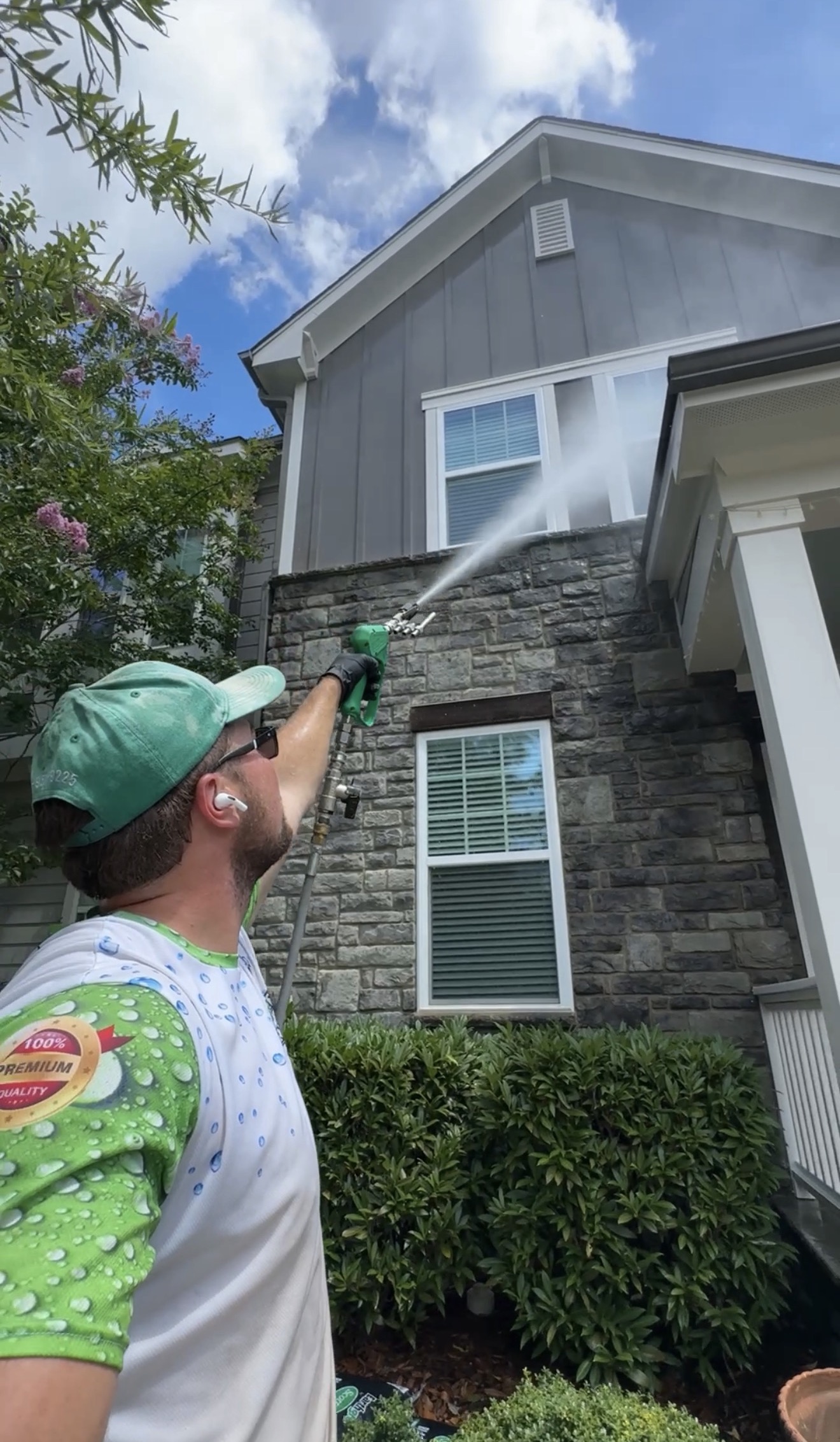 House washing and exterior soft wash in Holly Springs NC by Green Eagle Pressure Washing