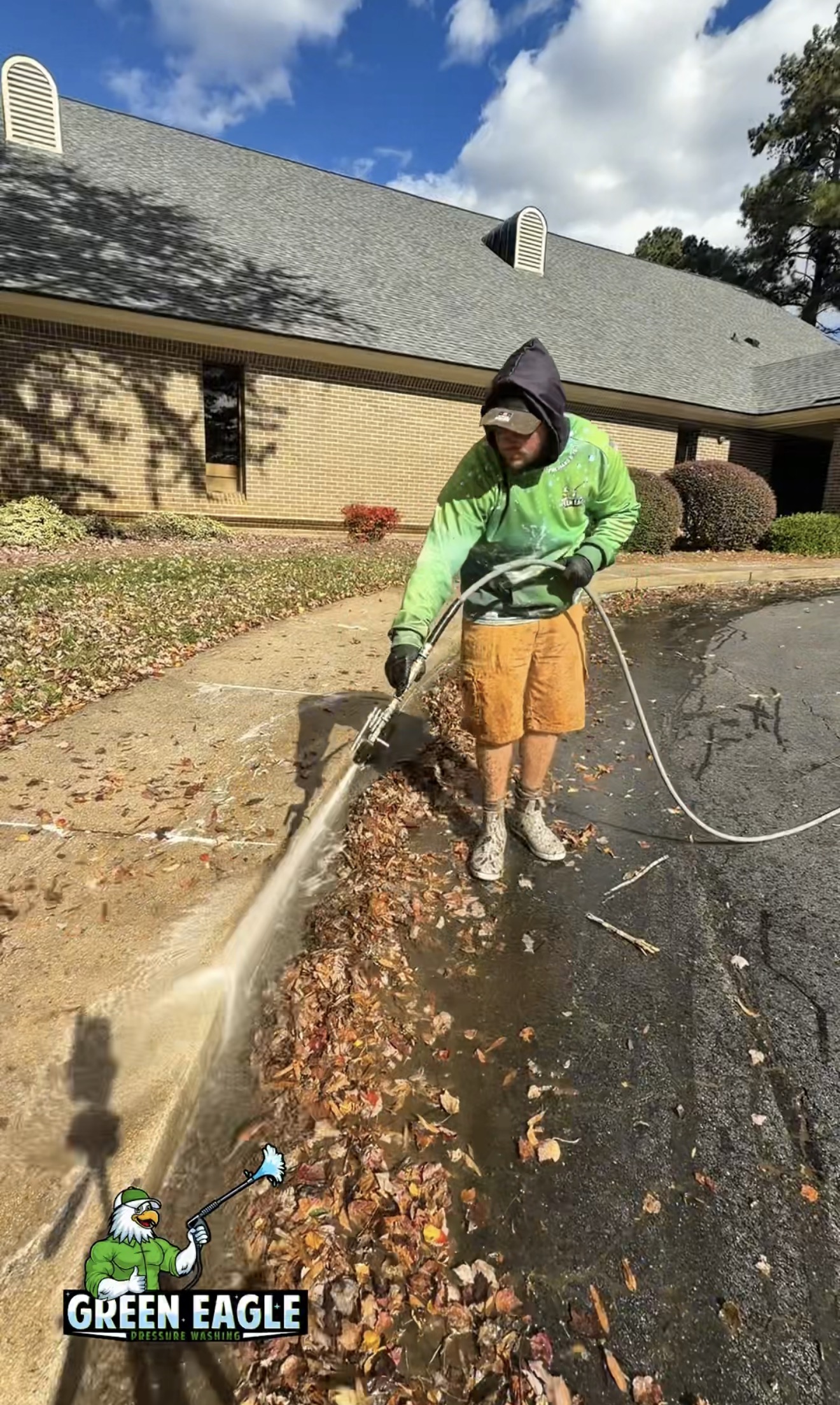 Sidewalk and curb pressure washing in Knightdale NC by Green Eagle Pressure Washing