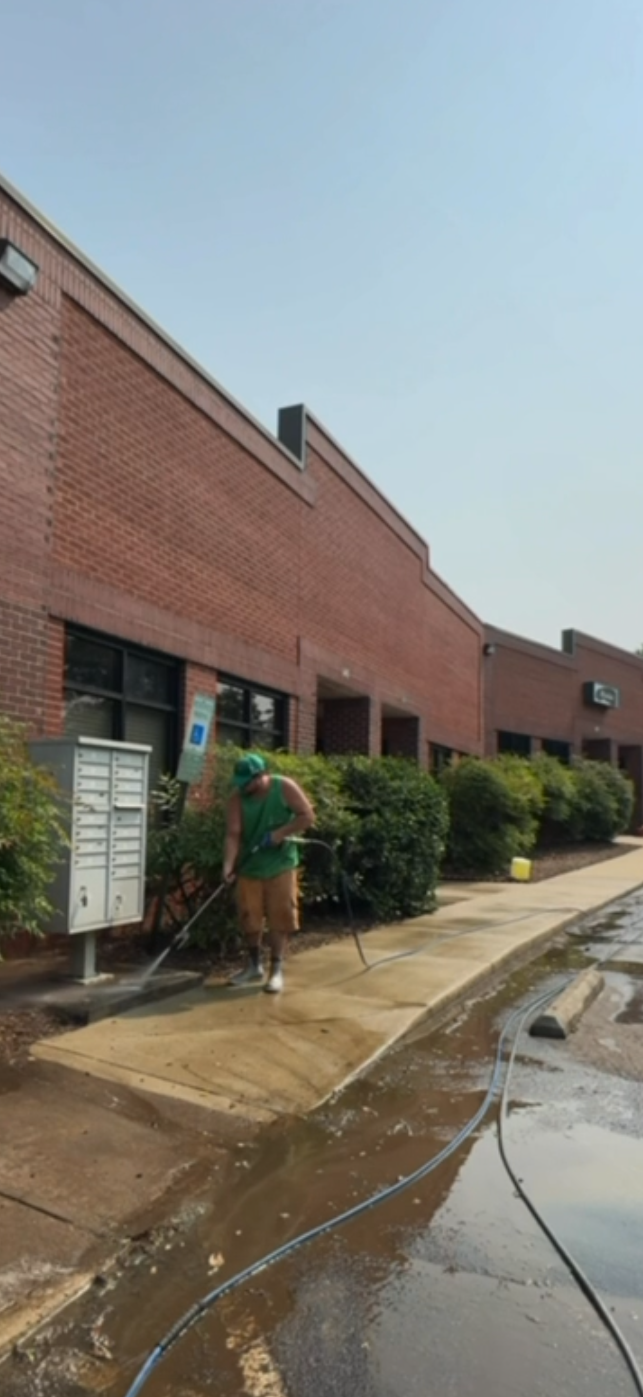 Commercial building pressure washing in Fuquay-Varina NC by Green Eagle Pressure Washing